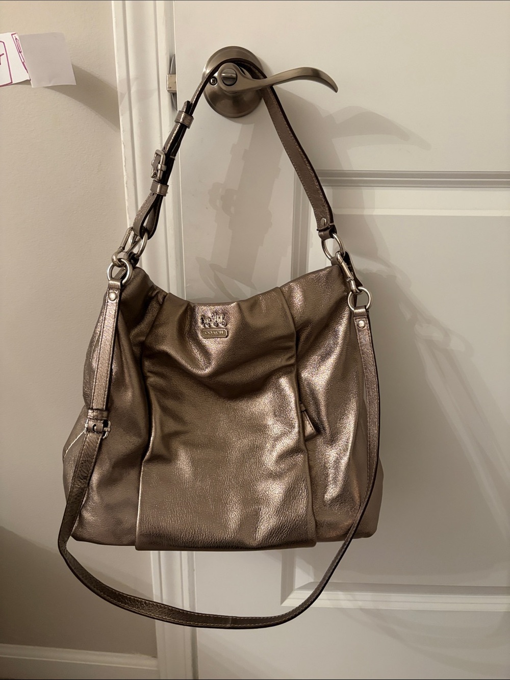 Coach Metallic Bronze/gold Leather Hobo Shoulder Bag